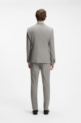 Two-piece slim-fit suit in a wool blend, Dark Grey