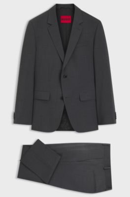Two-piece slim-fit suit in a wool blend, Dark Grey