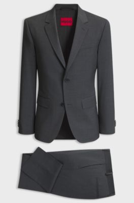 Slim-Fit Zweiteiler aus Woll-Mix, Dunkelgrau