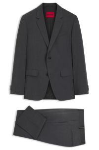 Two-piece slim-fit suit in a wool blend, Dark Grey