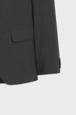Two-piece slim-fit suit in a wool blend, Dark Grey