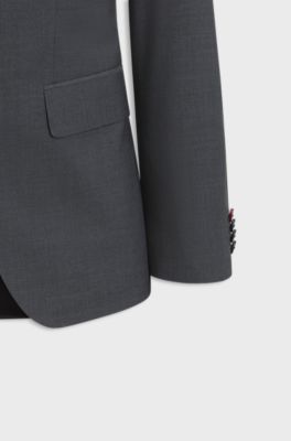 Two-piece slim-fit suit in a wool blend, Dark Grey