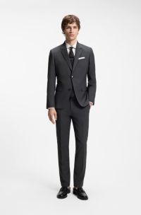 Two-piece slim-fit suit in a wool blend, Dark Grey
