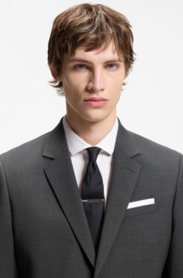 Two-piece slim-fit suit in a wool blend, Dark Grey
