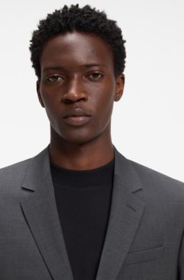 Two-piece slim-fit suit in a wool blend, Dark Grey