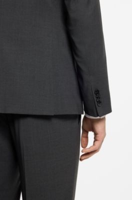 Two-piece slim-fit suit in a wool blend, Dark Grey