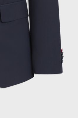 Two-piece slim-fit wool-blend suit, Dark Blue