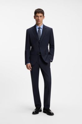 Two-piece slim-fit wool-blend suit, Dark Blue