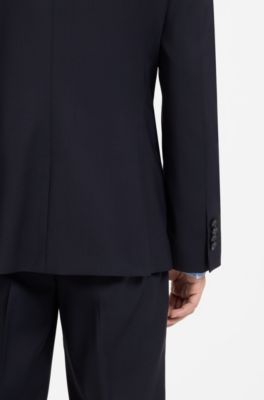 Abito due pezzi slim fit in misto lana, Blu scuro