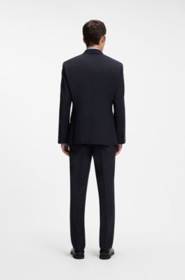 Abito due pezzi slim fit in misto lana, Blu scuro