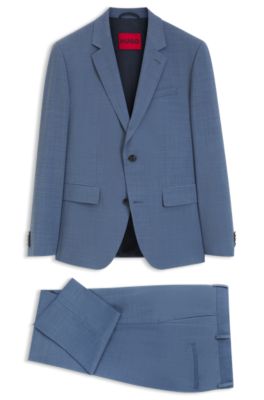 Two-piece slim-fit suit in a wool blend, Light Blue
