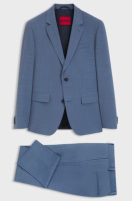 Two-piece slim-fit wool-blend suit, Light Blue