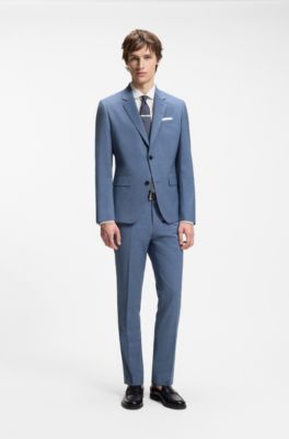 Two-piece slim-fit wool-blend suit, Light Blue