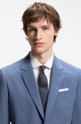 Two-piece slim-fit wool-blend suit, Light Blue