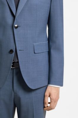 Two-piece slim-fit wool-blend suit, Light Blue