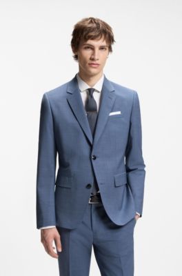 Two-piece slim-fit suit in a wool blend, Light Blue