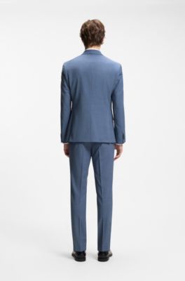 Two-piece slim-fit wool-blend suit, Light Blue