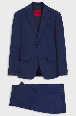 Two-piece slim-fit suit in a wool blend, Blue