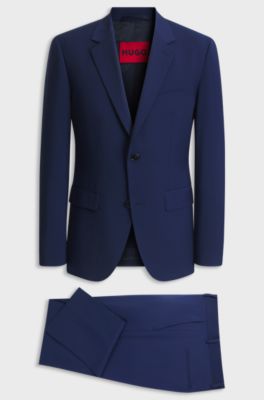 Two-piece slim-fit suit in a wool blend, Blue