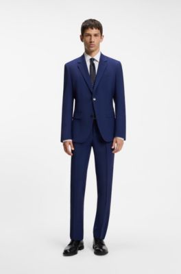 Two-piece slim-fit suit in a wool blend, Blue