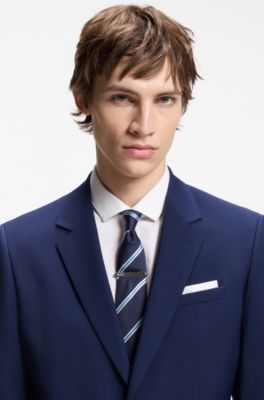 Fato slim-fit de duas pe&ccedil;as em mistura de l&atilde;, Blue