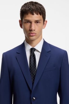Two-piece slim-fit suit in a wool blend, Blue