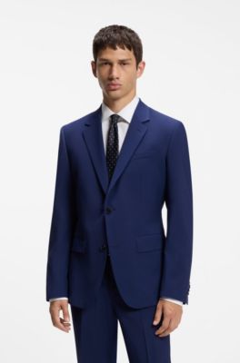 Two-piece slim-fit suit in a wool blend, Blue