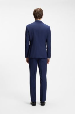 Tweedelig slim-fit pak van een wolmix, Blauw