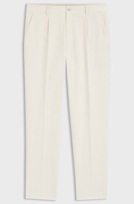 Pantaloni con fit affusolato in tessuto italiano con micromotivo, Colore neutro