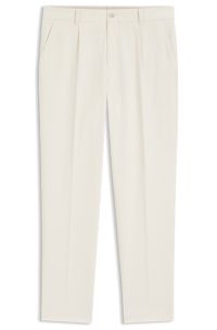 Tapered-fit trousers in Italian micro-patterned fabric, Natural