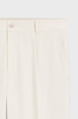 Pantaloni con fit affusolato in tessuto italiano con micromotivo, Colore neutro