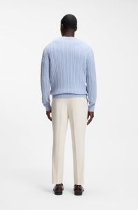 Tapered-fit trousers in Italian micro-patterned fabric, Natural