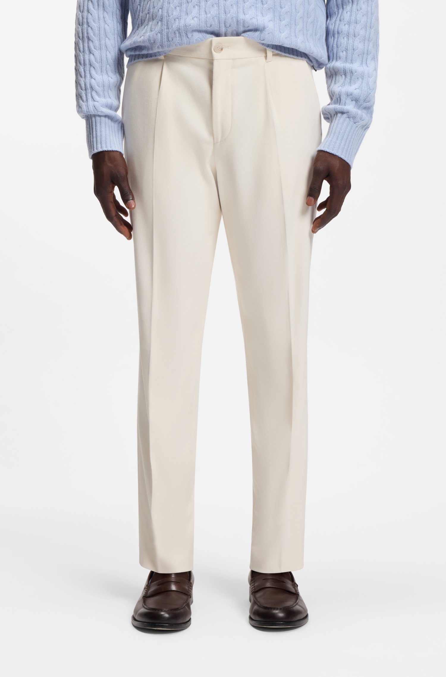 Boss Tapered-fit trousers in Italian micro-patterned fabric byxor herr