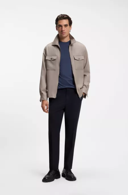Tapered-fit trousers in Italian micro-patterned fabric
