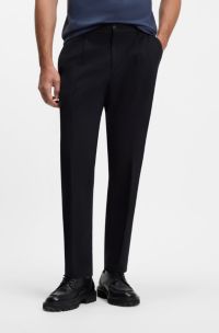 Tapered-Fit Hose aus italienischem Gewebe mit dezentem Muster, Dunkelblau