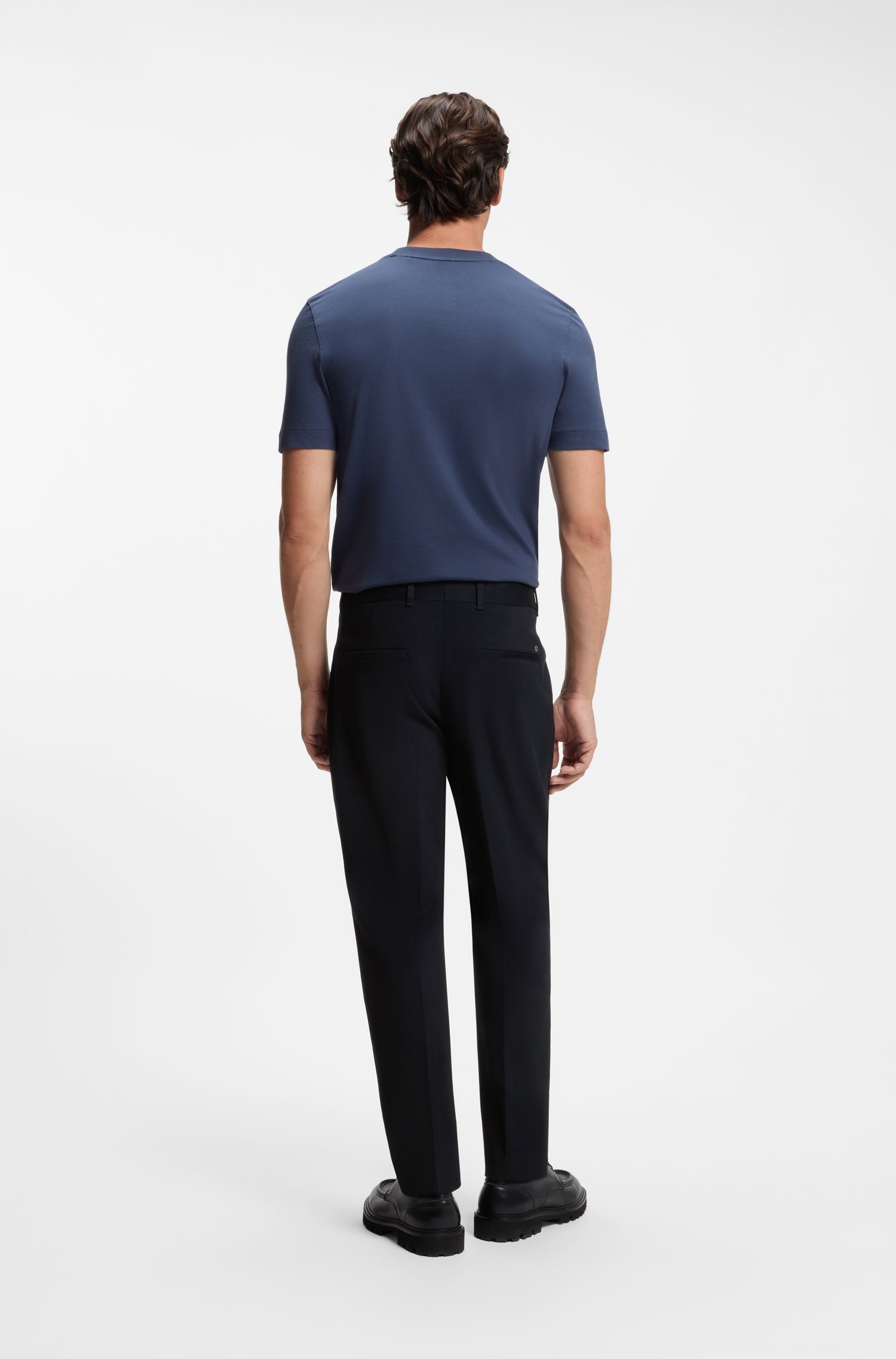 Boss Tapered-fit trousers in Italian micro-patterned fabric byxor herr – bild 2