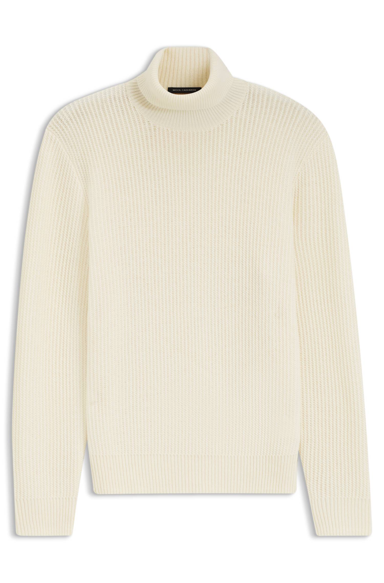 Boss Textured rollneck sweater in virgin wool and cashmere tröjor herr – bild 4