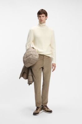 Textured rollneck sweater in virgin wool and cashmere, Natural