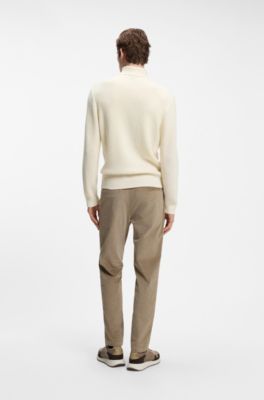 Textured rollneck sweater in virgin wool and cashmere, Natural