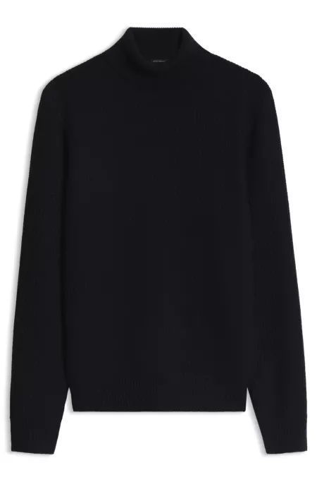 Textured rollneck sweater in virgin wool and cashmere