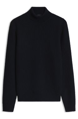 Textured rollneck sweater in virgin wool and cashmere