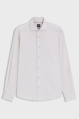 Regular-fit shirt in baby-corduroy cotton, Natural