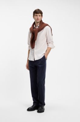 Regular-fit shirt in baby-corduroy cotton, Natural