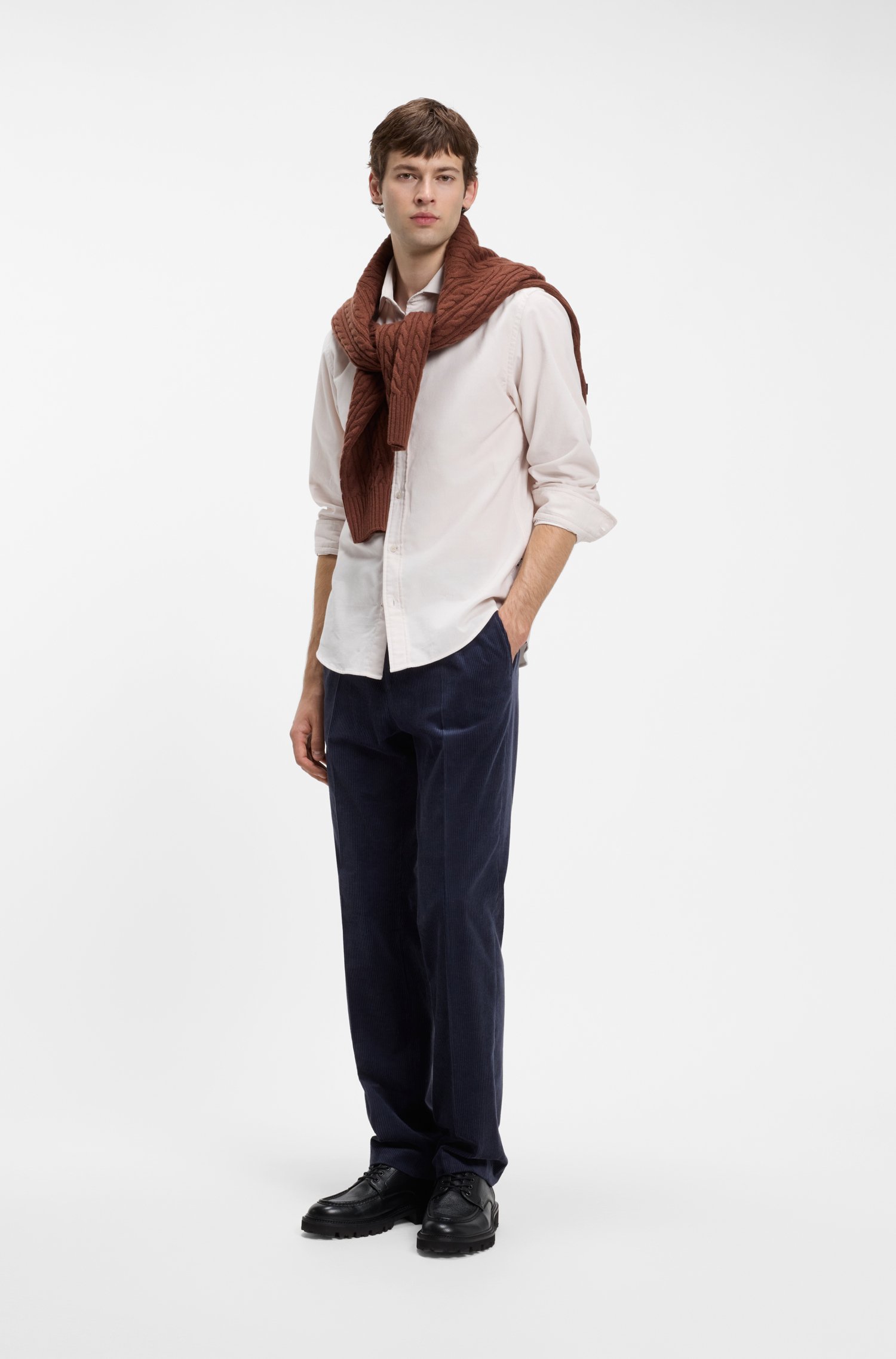 Boss Regular-fit shirt in baby-corduroy cotton skjortor & blusar herr – bild 2