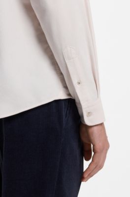 Regular-fit shirt in baby-corduroy cotton, Natural