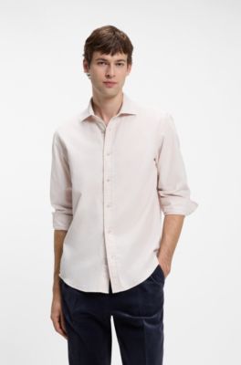Regular-fit shirt in baby-corduroy cotton, Natural