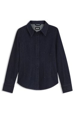 Slim-fit denim shirt with stitched detailing