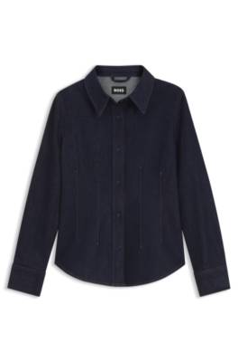 Boss Slim-fit denim shirt with stitched detailing blusar dam – bild 4