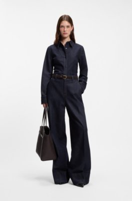 Boss Slim-fit denim shirt with stitched detailing blusar dam – bild 2