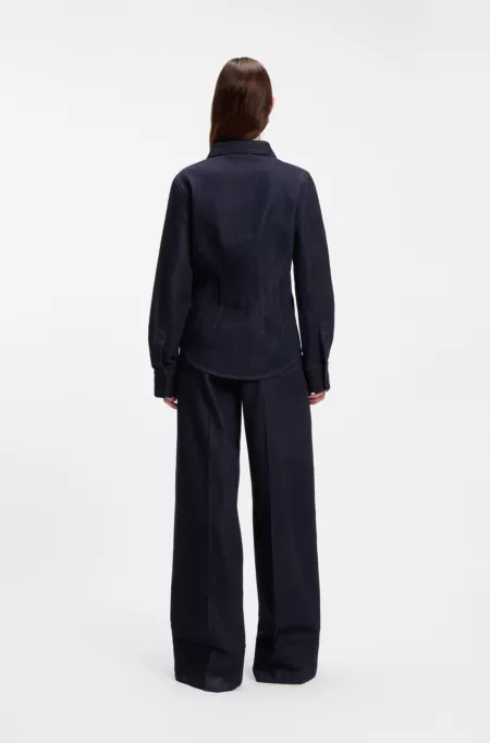 Slim-Fit Denim-Hemd mit Naht-Details